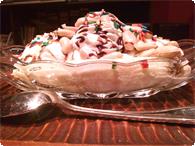 Banana Split Sundae Americana  Banana Split Sundae, perfect for satisfying your sweet tooth at the end of your meal.