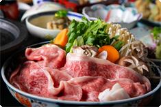 Enjoy Tajima beef with Kansai-style sukiyaki.