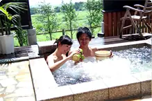 貸切露天風呂の利用 貸切の露天風呂でノンアルコールビールを乾杯★